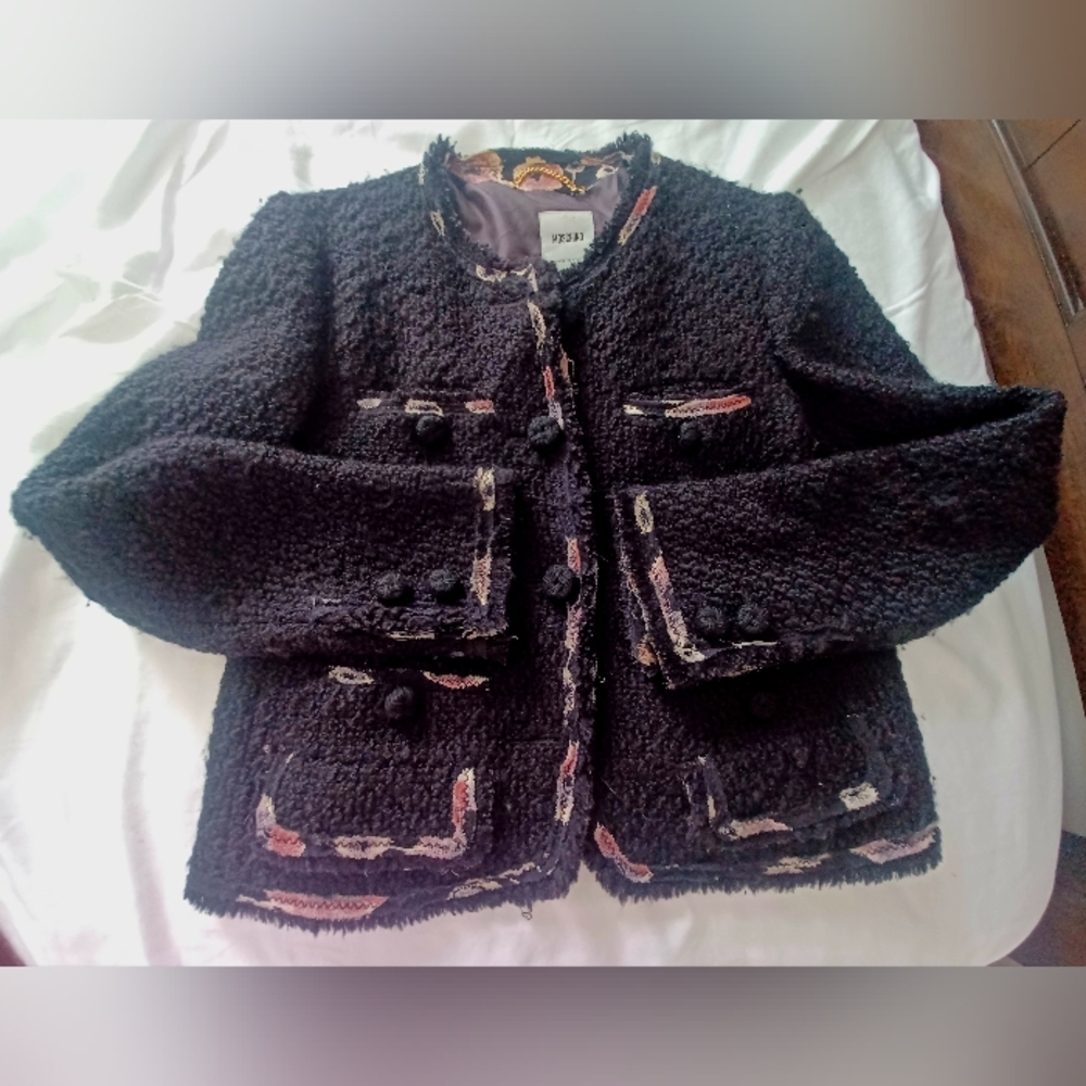 Moschino  Tweed Black Jacket 8 Chanel Style - Picture 3 of 8